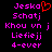 Pixelated text in bright pink and red on black background, with a red heart symbol replacing the 'o' in Jeska.