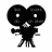 Four pixelated black-and-white cartoon figures with heart-shaped heads, each displaying distinct facial expressions and text elements