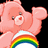 Pixelated pink Care Bear with rainbow emblem on chest, waving arm, next to red background with black text "Im So Gangsta".
