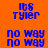 Pixelated blue text on orange background with green rectangular overlays, displaying 'Its Tyler' and 'no way' in repeated patterns.