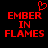 Red pixelated text 'EMBER IN FLAMES' on black background with red heart symbol above left text block.