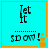 Four cyan square with orange borders display "Let It" text above "spoon!" and a pixelated spoon icon, showing animation changes in the spoon's position