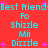 Red background with cyan text and pink starbursts; repeated 'Best Fiend:Best Fiends' header above musical scale words. Animated stars flicker in place.