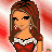 A 3x3 contact sheet of a pixel-art animated Christmas-themed buddy icon featuring a female character in a red dress with white lace trim, showing various expressions and text overlays on a striped background.