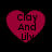 Four identical red heart-shaped icons with black text "Clay And Uly" on a black background, arranged in a