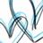 Pixelated blue and black abstract lines on white background with blue text Me + You = 4ever