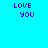 Blue background with repeated 'LOVE YOU' text in dark blue pixelated font arranged in a pattern, one gray square visible on the right edge