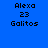 Pixelated text displays 'Alexa', '23', and 'Galitos' on blue background with green rectangular overlays in different positions.