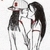 Two anime-style figures in white outfits with red accents embrace, one wearing a cap with a red square; the scene shifts slightly between frames.