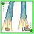 A 3x3 contact sheet of pixel art frames showing a cartoon character's legs, torso, and head alongside text phrases "girls," "just," "wanna," "have," and "fun" in blue and black fonts.