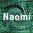 A 48x48 pixel buddy icon featuring the name "Naomi" in white text over a green and black abstract background with swirling patterns.