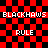 Red and black checkered background with repeated text 'BLACKHAWKS' and 'RULE' in white pixelated font, showing partial distortion on the right side.