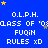 Blue background with yellow stars and repeated white text 'O.L.P.H. CLASS OF '08 FUQIN RULES xD' in a pattern