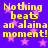 Yellow pixelated text on purple background with pink stars, repeating 'Nothing beats an alaina moment!' in four identical