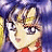 Pixelated anime-style character with purple hair and red clothing, next to black background with white text.