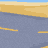 Animated sequence of inline skates on a blue surface with yellow lines, showing movement from left to right across frames.