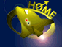 Animated yellow bell-shaped icon with 'HOME' text on crown, rotating against dark blue background with light glow.