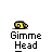 Animated contact sheet of a yellow cartoon character's head with 'Gimme Head' text across multiple frames showing motion progression.
