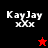 Four display 'KayJay' text with 'xxx' below, each has distinct background color and star symbol variation