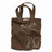 Two side-by-side brown tote bags with white handles and visible text on the front, one displaying vertical black letters 'ALLIE' to the right.