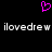 Pixelated pink heart symbol above two identical lines of white pixelated text on black background.
