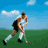 Animated contact sheet showing a field hockey player's motion sequence across seven frames on a grassy field with blue sky background.