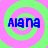 Blue text 'AIA NA' on a pink and green spiral background with one gray