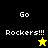 A split-screen graphic with four quadrants displaying 'Go Rockers!!!' text and star symbols in varying color schemes.
