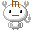 Four pixelated white robot icons with brown 'm' symbols on heads, black square eyes, gray limbs, and neutral expressions arranged in a on gray background