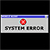 Static pixel art of a system error window with a red circular icon and blurred text beneath it on a gray background.