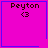Four identical pink square with blue borders each display 'Peyton' text and '<3' symbol, with one showing a blue heart and another a blue star