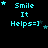 Pixelated cyan text "Smile It Helps=]" on black background with scattered stars, animated star positions across frames.