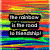 A four- of pixelated text overlays on rainbow-colored backgrounds with a heart-shaped frame in the bottom-left