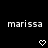 Black background with white pixelated text 'marissa' and two white pixelated heart symbols below the text.