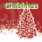 Green text 'Christmas' above a pixelated tree on red background, with white snow-like texture at bottom.