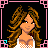 Animated contact sheet of a cartoon woman with long brown hair in various poses and outfits, including text phrases like "hola back" and "I ain't no girl," set against a black background with pink grid borders.