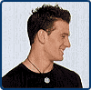 Five distinct poses of a man with varying hairstyles and expressions against light blue backgrounds, each in separate