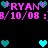 Pixelated text and heart symbols in pink and cyan on black background, with animated heart color changes.