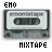 Pixelated grayscale image of a cassette tape with 'EMO' text above and 'MIXTAPE' below in blocky font.