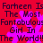 Red background with repeated purple snowflake shapes and black text reading "Farheen Is Farheen Is The Most Fantabulous Girl In The World!The World!" in a pixelated font.