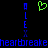 Pixelated blue text 'ALEX' vertically on both sides of a green heart symbol, with 'heartbreakheartbreak' repeated below on black background.
