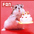 Pixelated hamster holding a white cake with red decorations on pink background, green text 'Original Icons .com' visible.