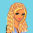 Pixel art of a blonde woman in blue starry top and beige pants with brown belt, shown in multiple views including full-body, torso-only, legs-only, and head-and-shoulders.