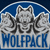 Pixelated icon shows three wolves in profile against a blue background, with 'WOLFPACK' text below.