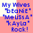 Blue pixelated text on pink and white background reads "My Wives 'DeaNiE' 'MeLiSSa' 'kAyLa' Rock!" in four identical
