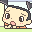 Pixel art contact sheet of a chibi character with black hair and orange shirt peeking from behind purple-and-gray pillars in 9 frames showing subtle facial expression changes.