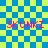 Blue and yellow checkered background with four pink 'SKUNKI' text instances, two of which have pixelated overlays