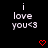 Black background with white text 'i love you<3' repeated in a , red heart symbols in red, and red chevron symbols in red