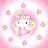 A 48x48 pixel Hello Kitty icon with pink floral background and green text logo on dark green background, displayed as a contact sheet of two frames.