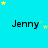 four and four displays the name "Jenny" in black text on a cyan background, with yellow and light blue stars scattered around each instance